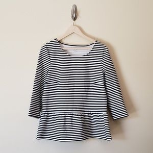 LOFT Striped Peplum Top